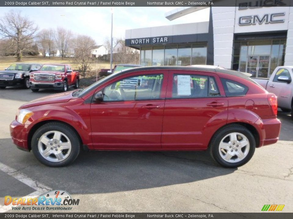 2009 Dodge Caliber SXT Inferno Red Crystal Pearl / Pastel Pebble Beige Photo #2
