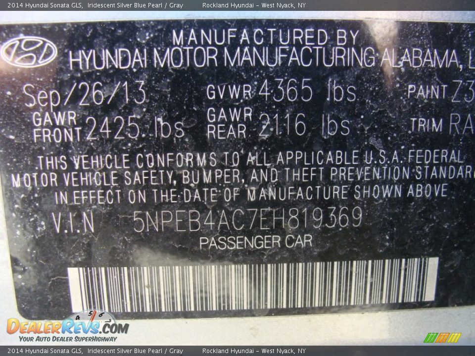 2014 Hyundai Sonata GLS Iridescent Silver Blue Pearl / Gray Photo #31