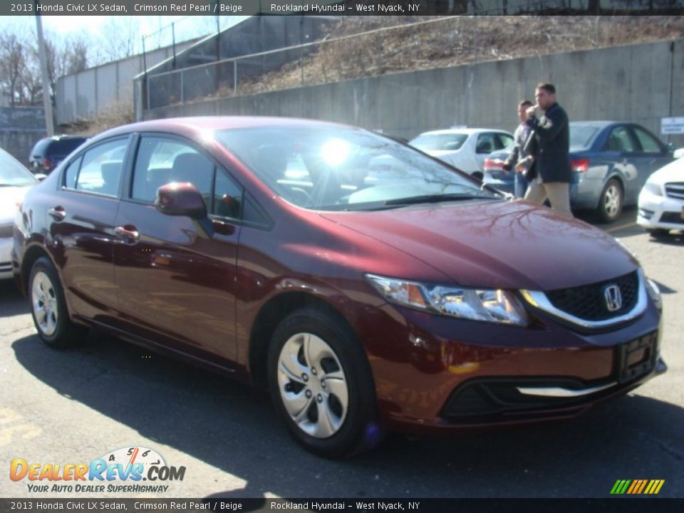2013 Honda Civic LX Sedan Crimson Red Pearl / Beige Photo #3