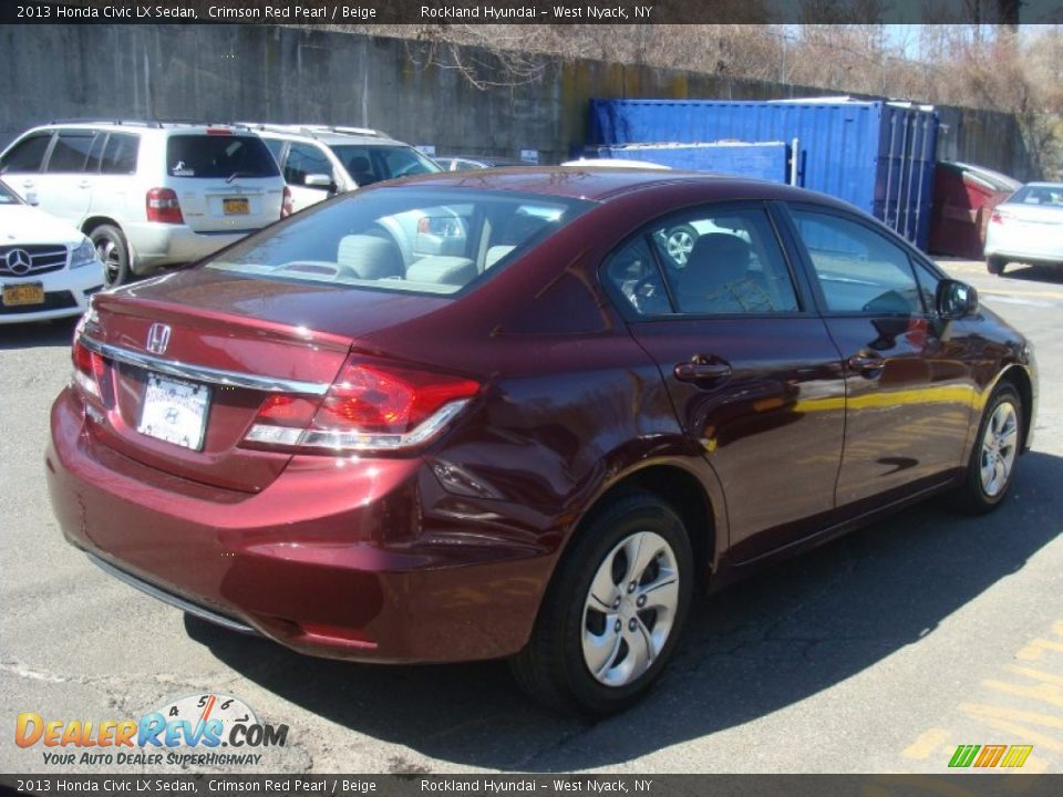 2013 Honda Civic LX Sedan Crimson Red Pearl / Beige Photo #4