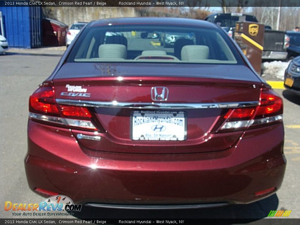 2013 Honda Civic LX Sedan Crimson Red Pearl / Beige Photo #5