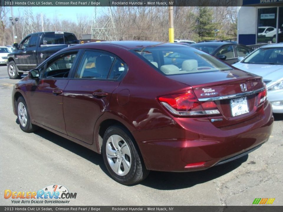 2013 Honda Civic LX Sedan Crimson Red Pearl / Beige Photo #6