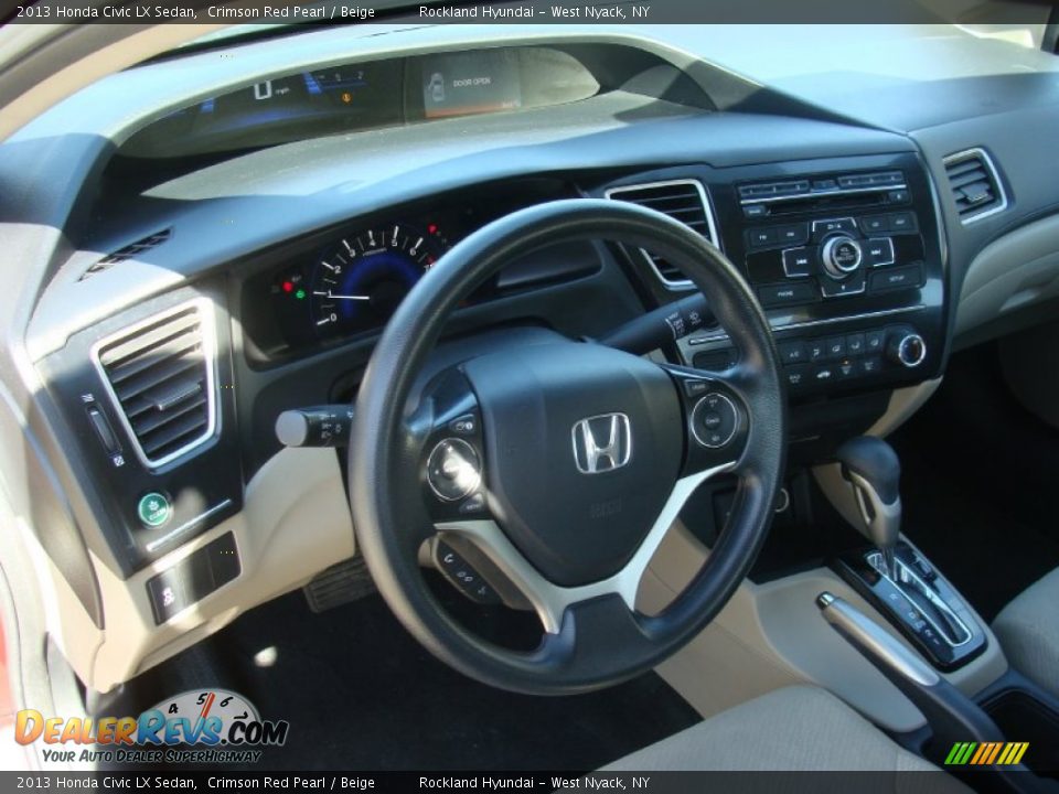 2013 Honda Civic LX Sedan Crimson Red Pearl / Beige Photo #9