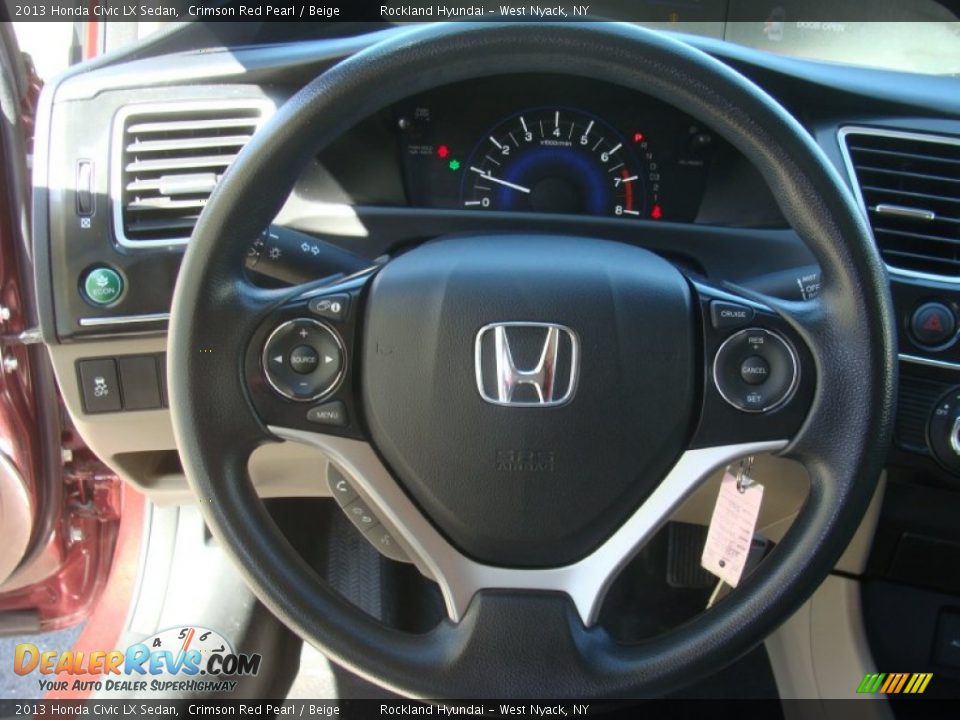 2013 Honda Civic LX Sedan Crimson Red Pearl / Beige Photo #13