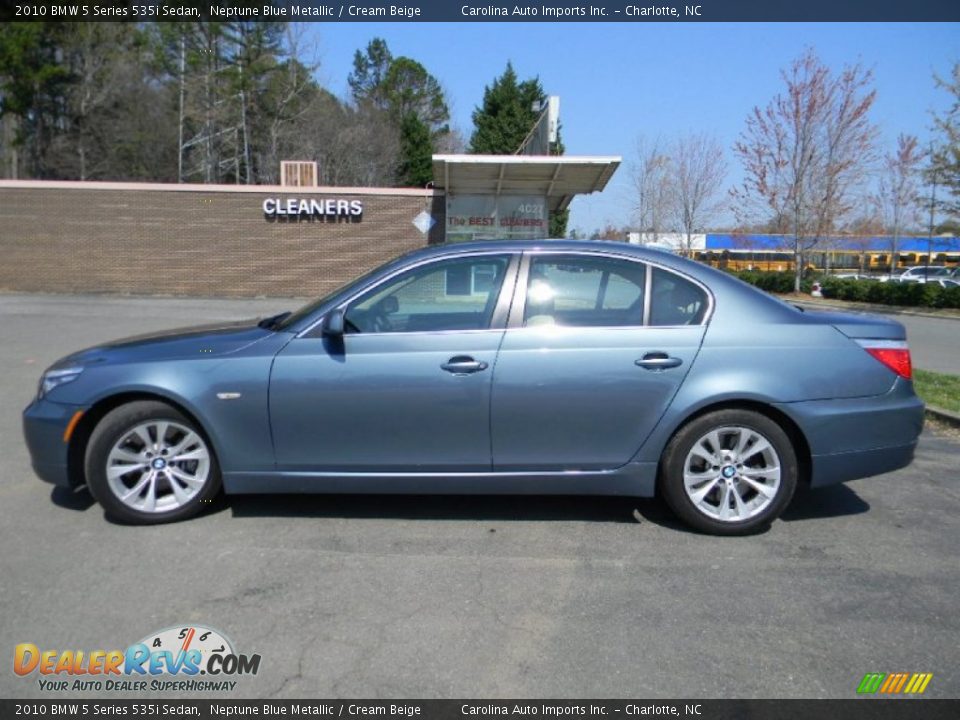 2010 BMW 5 Series 535i Sedan Neptune Blue Metallic / Cream Beige Photo #7