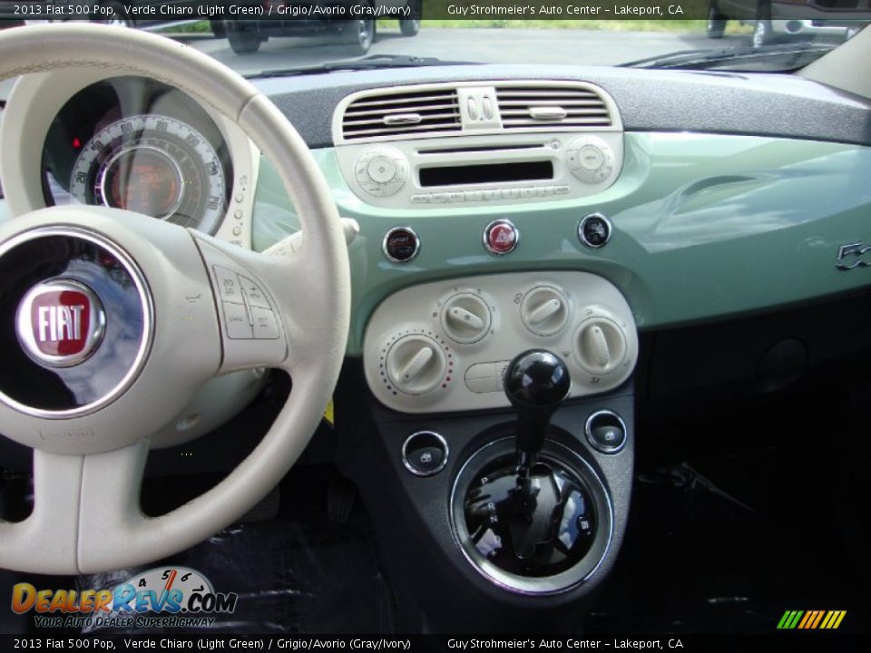 2013 Fiat 500 Pop Verde Chiaro (Light Green) / Grigio/Avorio (Gray/Ivory) Photo #14