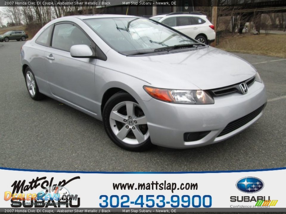 2007 Honda Civic EX Coupe Alabaster Silver Metallic / Black Photo #1