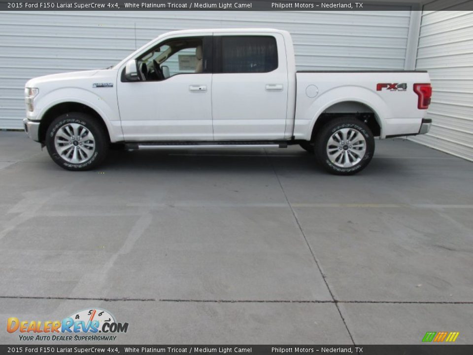 2015 Ford F150 Lariat SuperCrew 4x4 White Platinum Tricoat / Medium Light Camel Photo #6