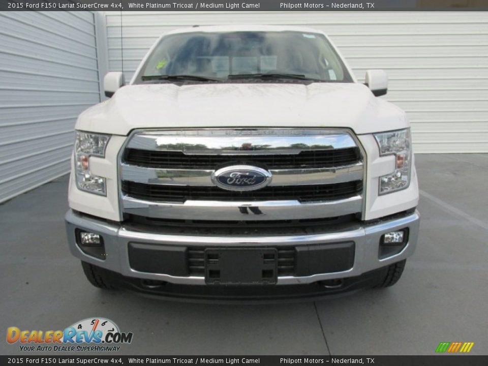 2015 Ford F150 Lariat SuperCrew 4x4 White Platinum Tricoat / Medium Light Camel Photo #8