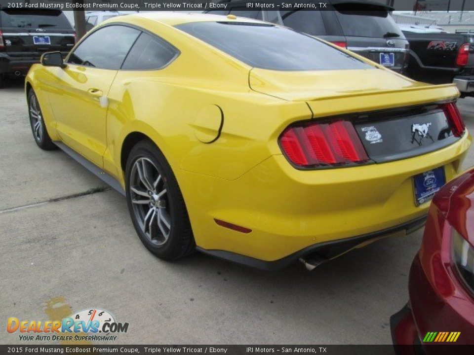 2015 Ford Mustang EcoBoost Premium Coupe Triple Yellow Tricoat / Ebony Photo #5