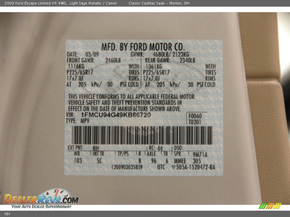 Ford Color Code NH Light Sage Metallic