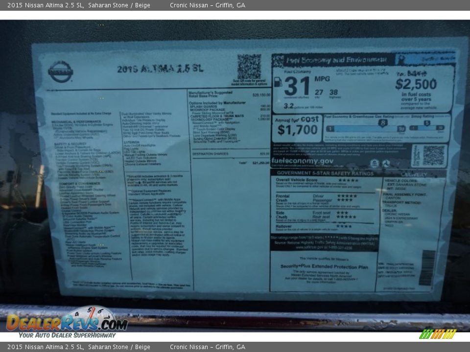 2015 Nissan Altima 2.5 SL Saharan Stone / Beige Photo #14