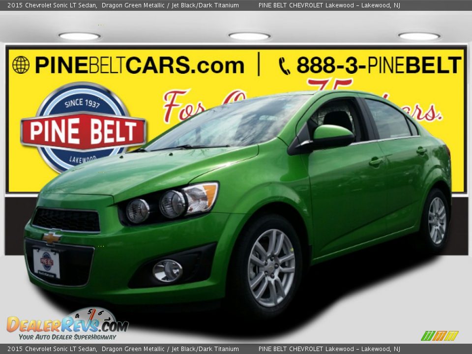 2015 Chevrolet Sonic LT Sedan Dragon Green Metallic / Jet Black/Dark Titanium Photo #1