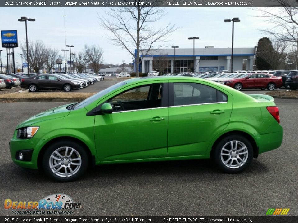 2015 Chevrolet Sonic LT Sedan Dragon Green Metallic / Jet Black/Dark Titanium Photo #3