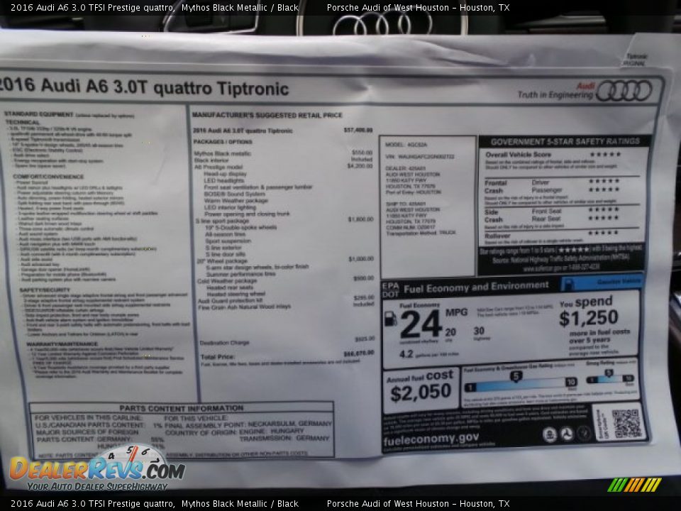 2016 Audi A6 3.0 TFSI Prestige quattro Window Sticker Photo #33