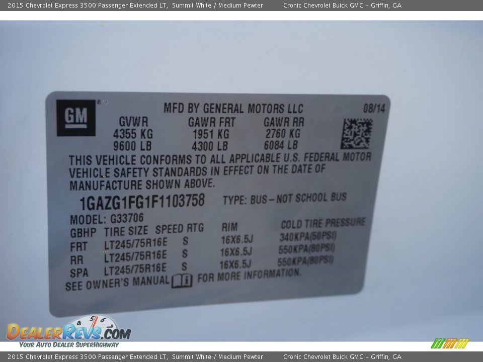 2015 Chevrolet Express 3500 Passenger Extended LT Summit White / Medium Pewter Photo #23