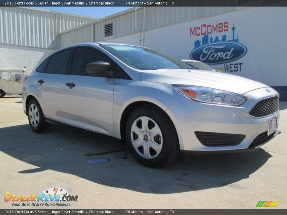 2015 Ford Focus S Sedan Ingot Silver Metallic / Charcoal Black Photo #1