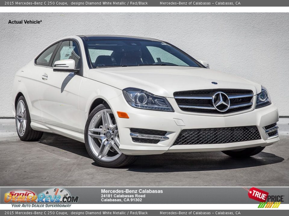 2015 Mercedes-Benz C 250 Coupe designo Diamond White Metallic / Red/Black Photo #1