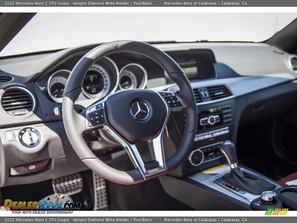 2015 Mercedes-Benz C 250 Coupe designo Diamond White Metallic / Red/Black Photo #5