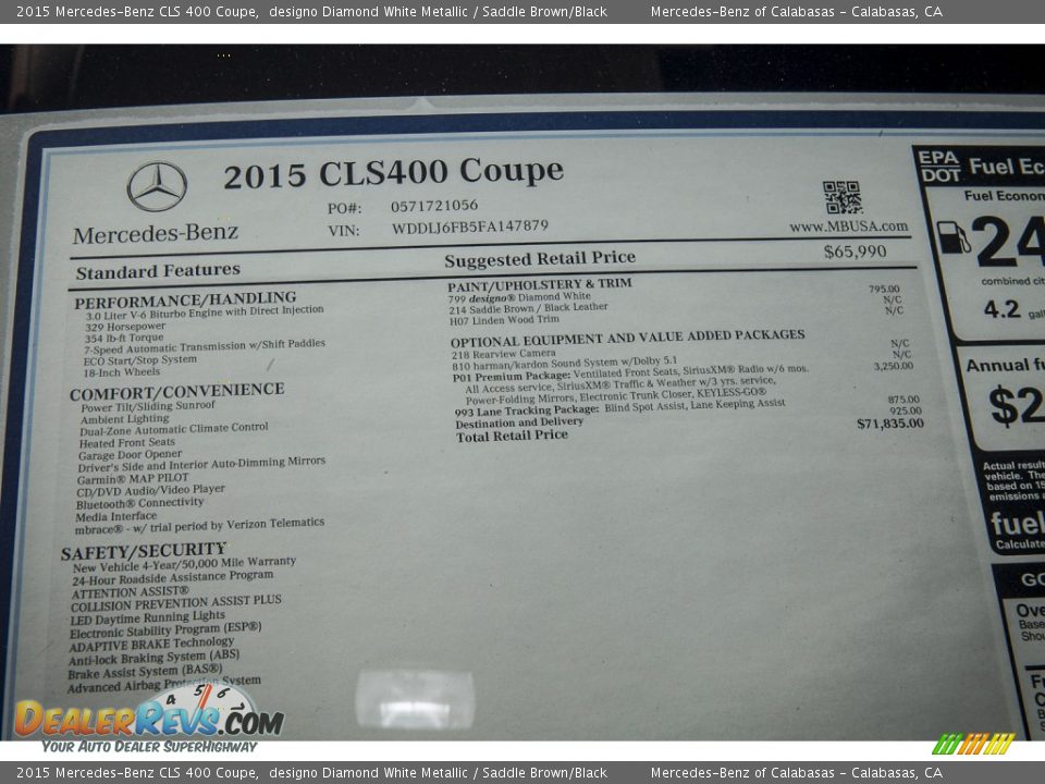 2015 Mercedes-Benz CLS 400 Coupe designo Diamond White Metallic / Saddle Brown/Black Photo #12