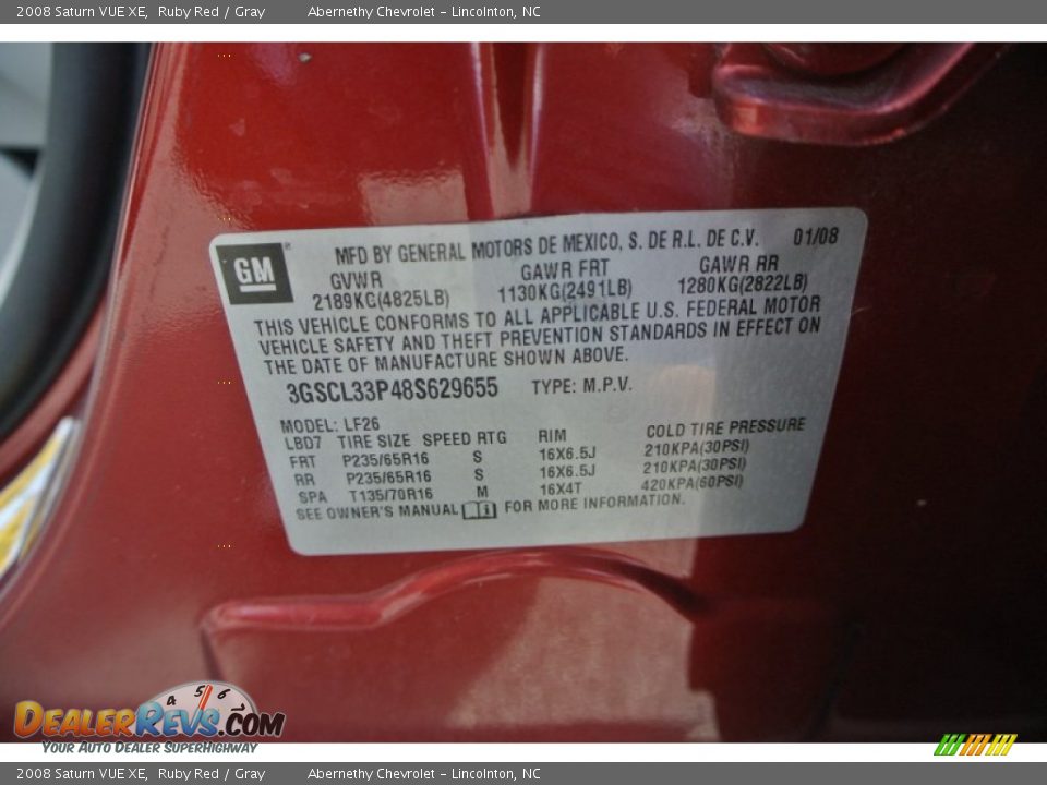 2008 Saturn VUE XE Ruby Red / Gray Photo #7