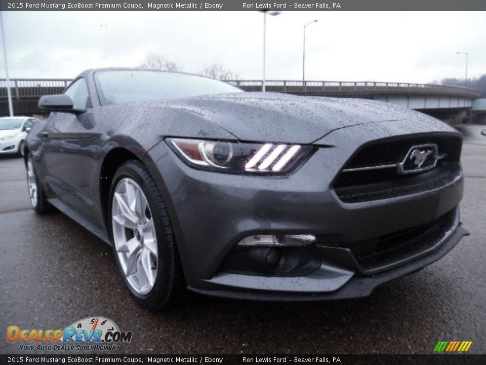 2015 Ford Mustang EcoBoost Premium Coupe Magnetic Metallic / Ebony Photo #2