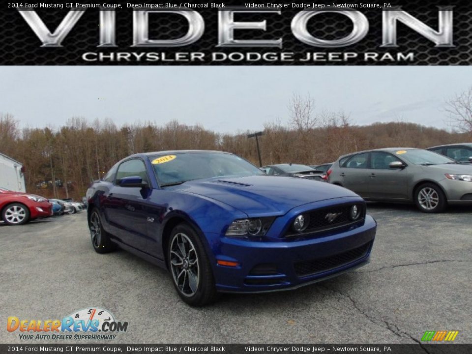 2014 Ford Mustang GT Premium Coupe Deep Impact Blue / Charcoal Black Photo #1