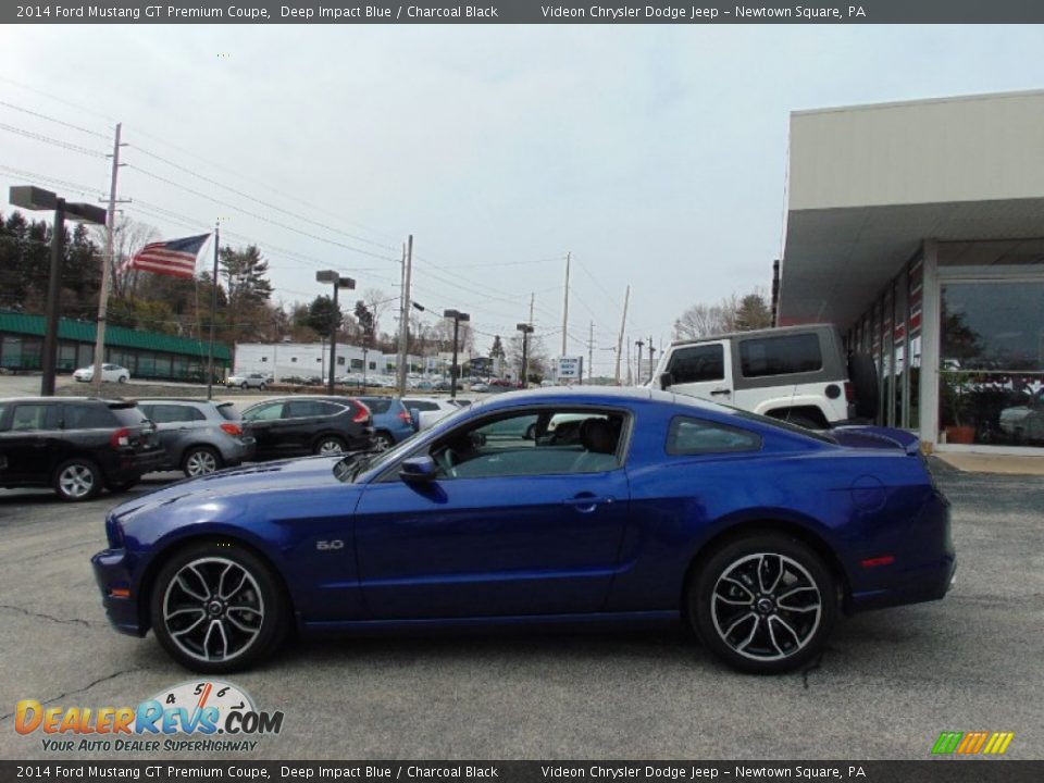 2014 Ford Mustang GT Premium Coupe Deep Impact Blue / Charcoal Black Photo #6
