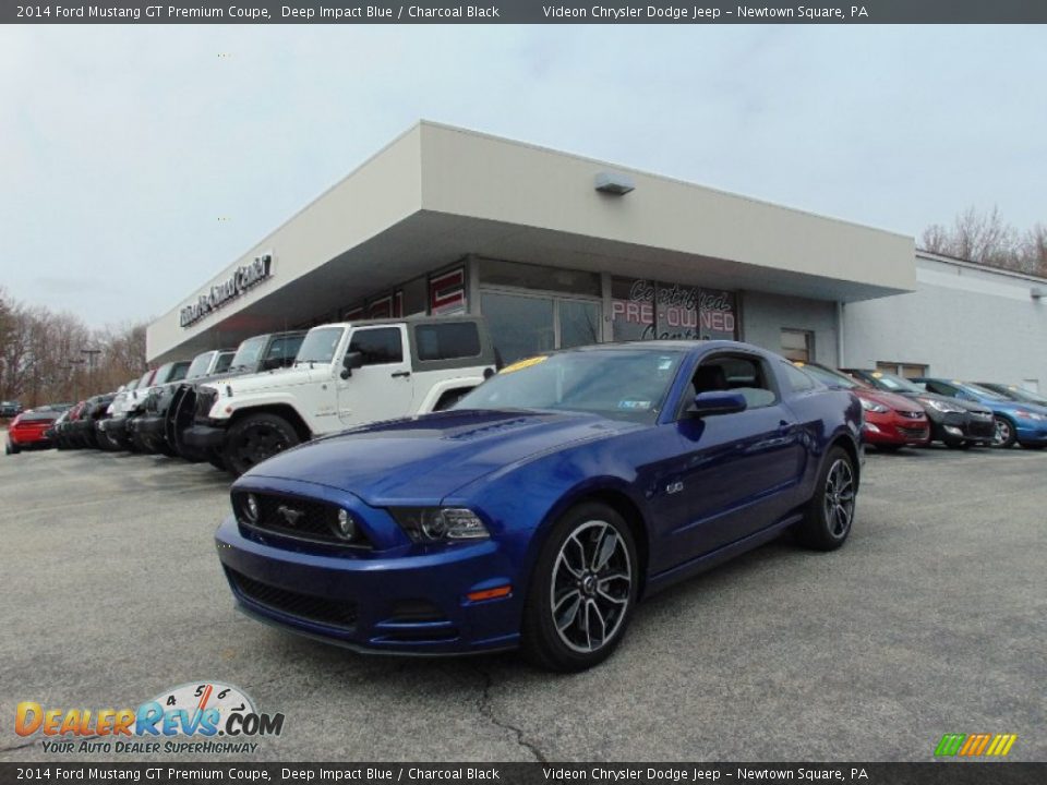 2014 Ford Mustang GT Premium Coupe Deep Impact Blue / Charcoal Black Photo #7