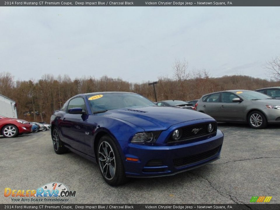 2014 Ford Mustang GT Premium Coupe Deep Impact Blue / Charcoal Black Photo #9