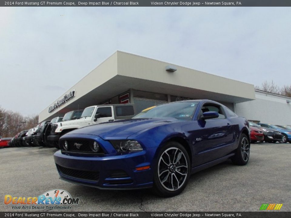 2014 Ford Mustang GT Premium Coupe Deep Impact Blue / Charcoal Black Photo #29