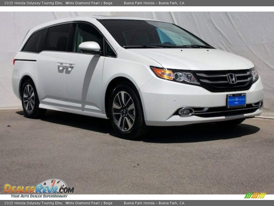 2015 Honda Odyssey Touring Elite White Diamond Pearl / Beige Photo #1