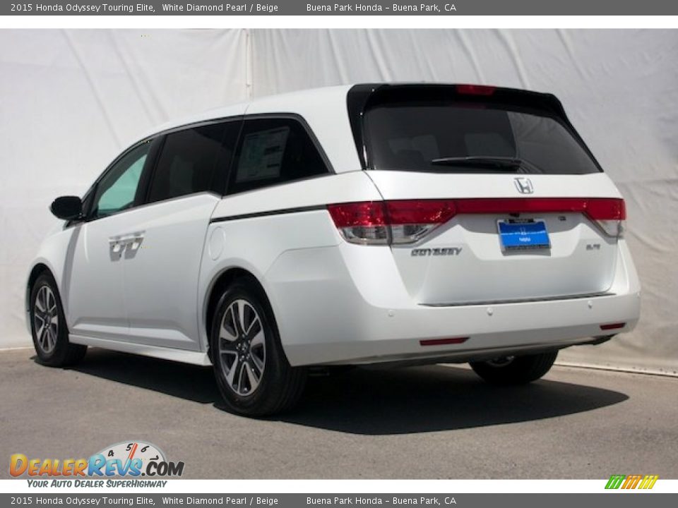 2015 Honda Odyssey Touring Elite White Diamond Pearl / Beige Photo #2