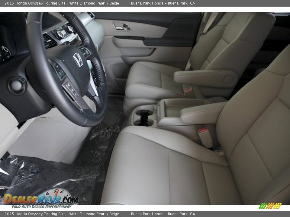 2015 Honda Odyssey Touring Elite White Diamond Pearl / Beige Photo #13