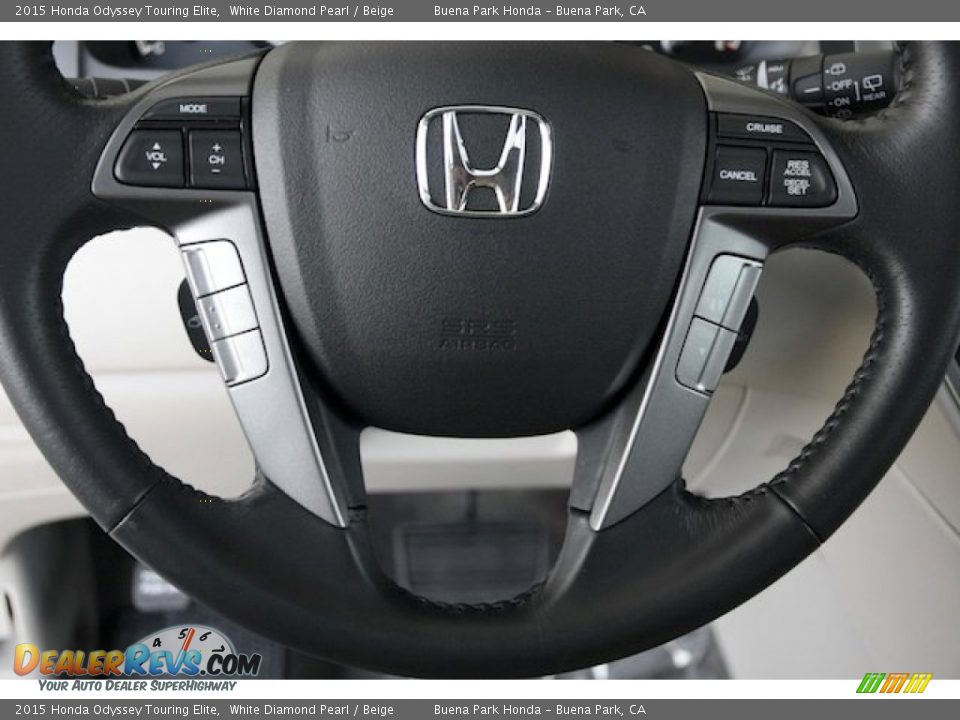 2015 Honda Odyssey Touring Elite White Diamond Pearl / Beige Photo #14