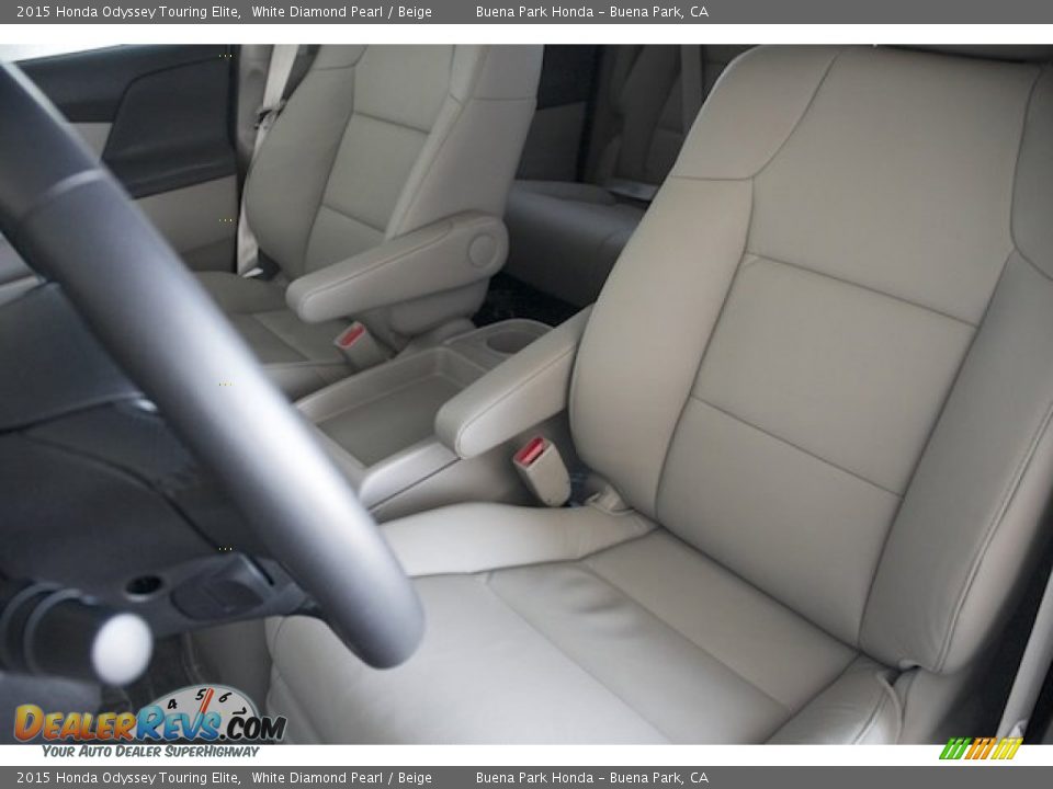 2015 Honda Odyssey Touring Elite White Diamond Pearl / Beige Photo #15