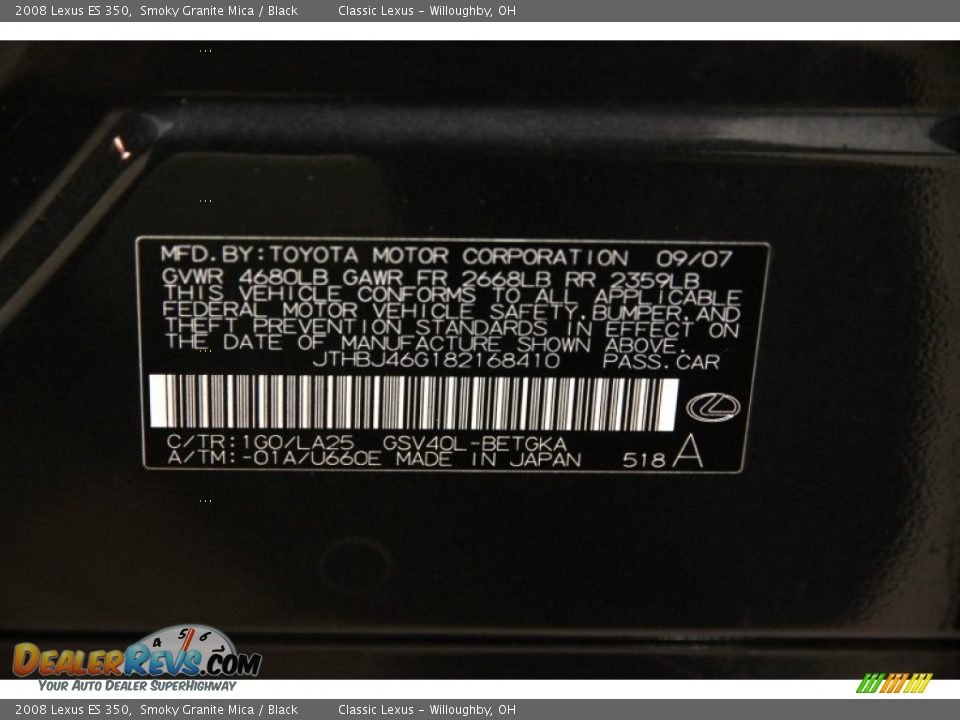 2008 Lexus ES 350 Smoky Granite Mica / Black Photo #19