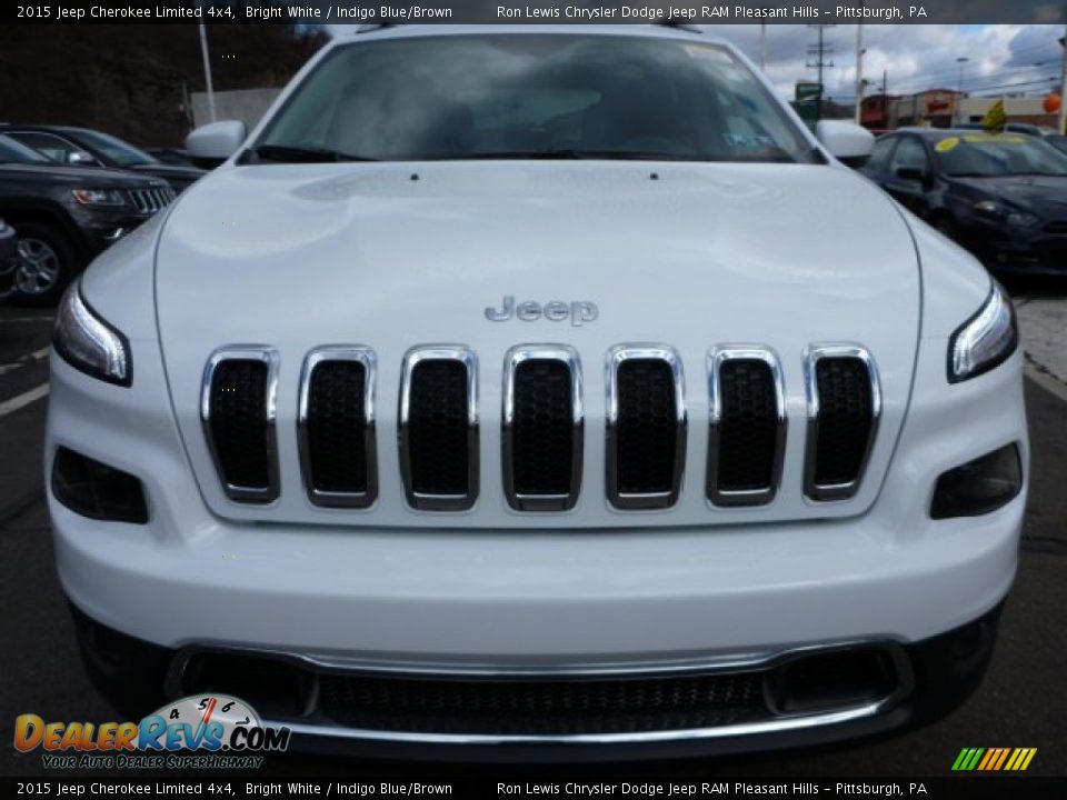 2015 Jeep Cherokee Limited 4x4 Bright White / Indigo Blue/Brown Photo #9