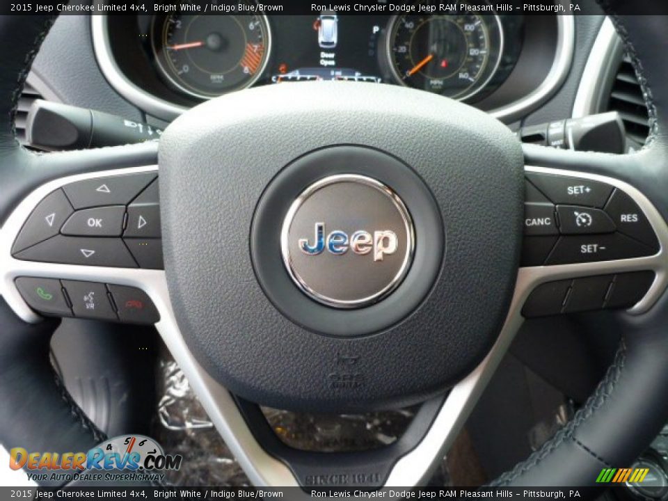 2015 Jeep Cherokee Limited 4x4 Bright White / Indigo Blue/Brown Photo #16