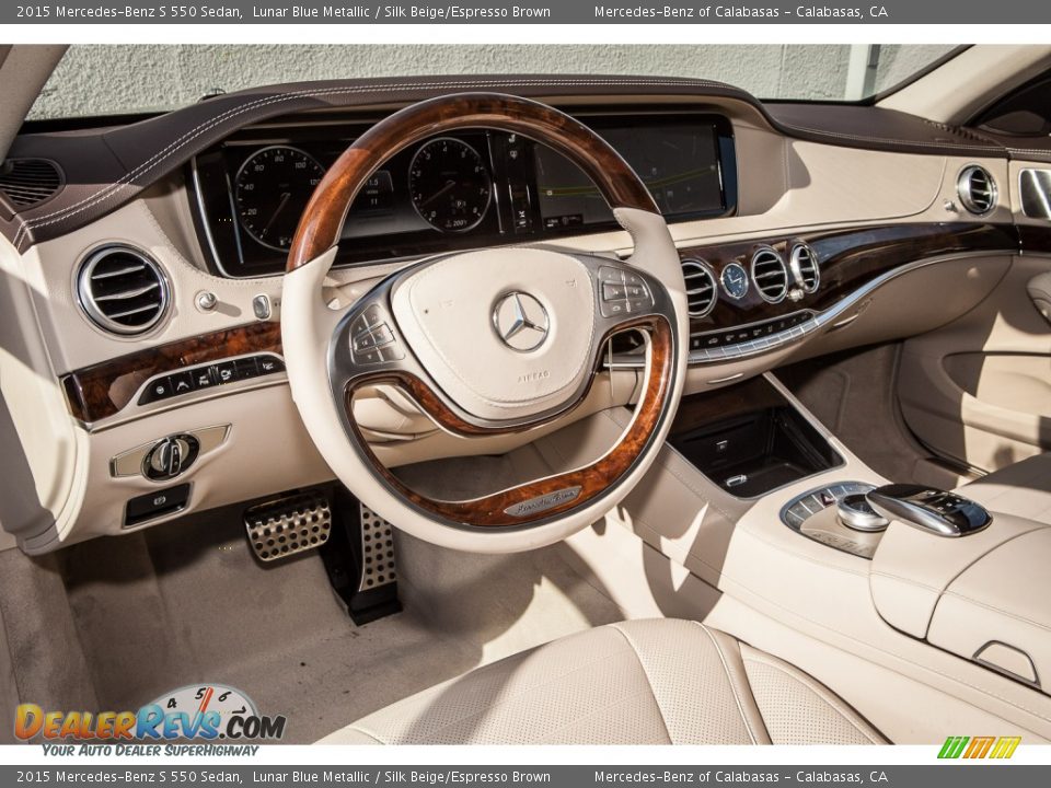 Silk Beige/Espresso Brown Interior - 2015 Mercedes-Benz S 550 Sedan Photo #5