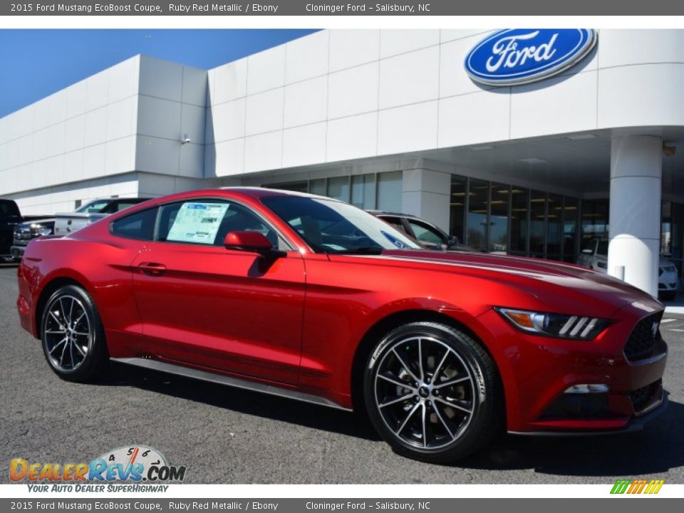 Front 3/4 View of 2015 Ford Mustang EcoBoost Coupe Photo #1