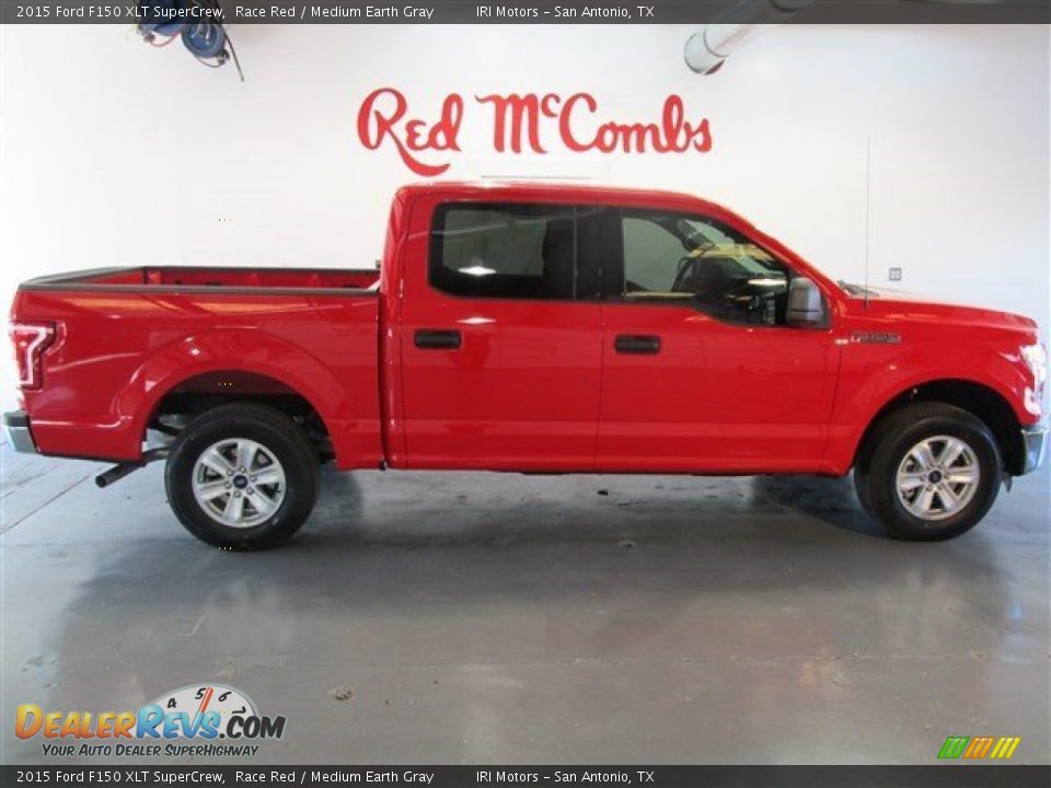 2015 Ford F150 XLT SuperCrew Race Red / Medium Earth Gray Photo #8