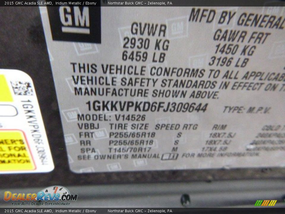 2015 GMC Acadia SLE AWD Iridium Metallic / Ebony Photo #16