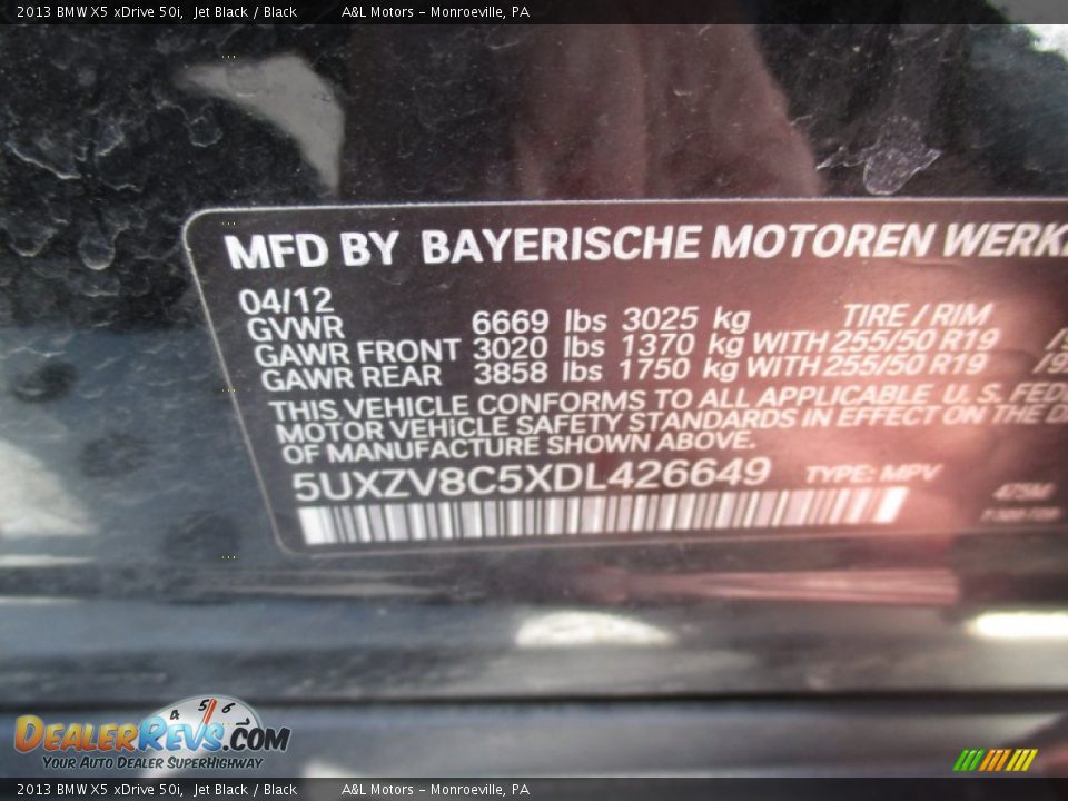 2013 BMW X5 xDrive 50i Jet Black / Black Photo #19