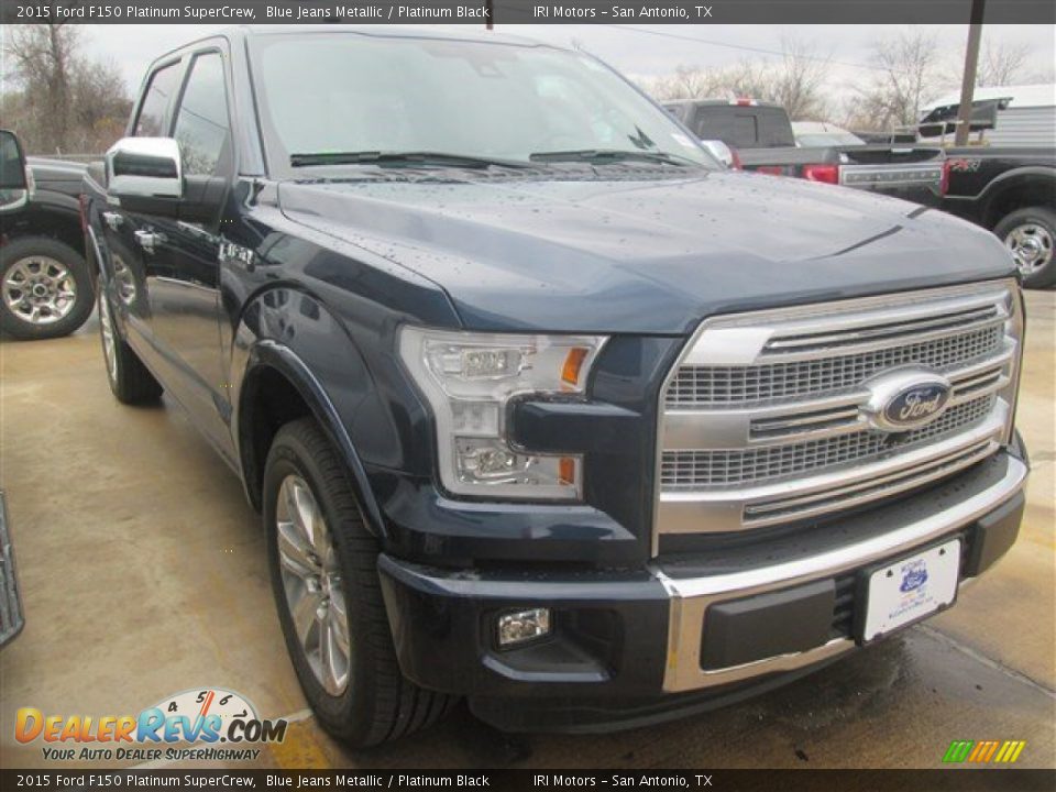 2015 Ford F150 Platinum SuperCrew Blue Jeans Metallic / Platinum Black Photo #22