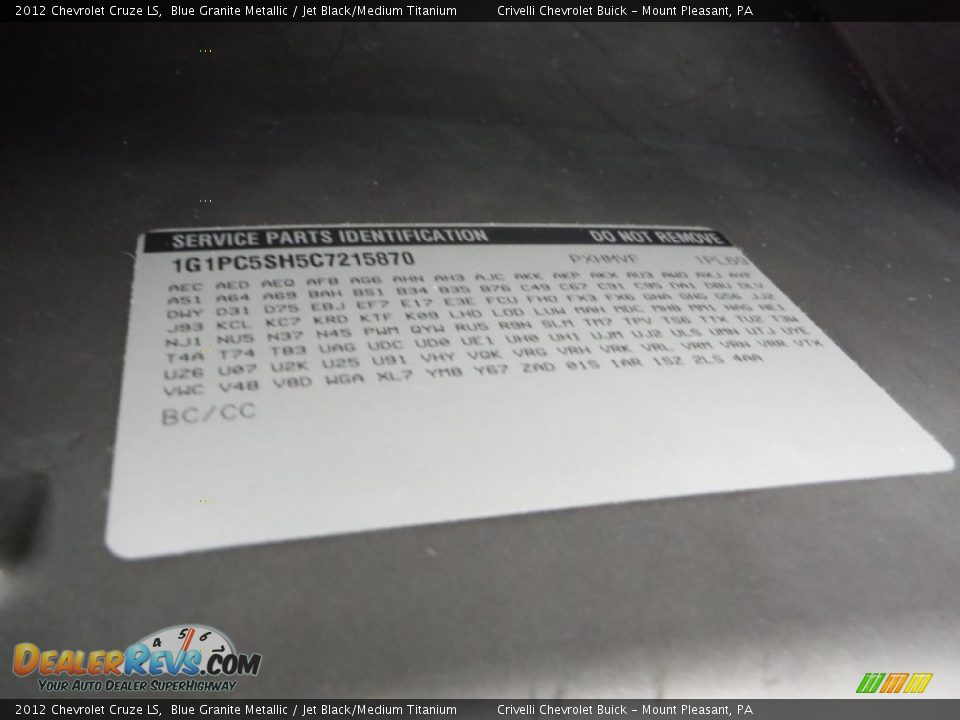2012 Chevrolet Cruze LS Blue Granite Metallic / Jet Black/Medium Titanium Photo #29