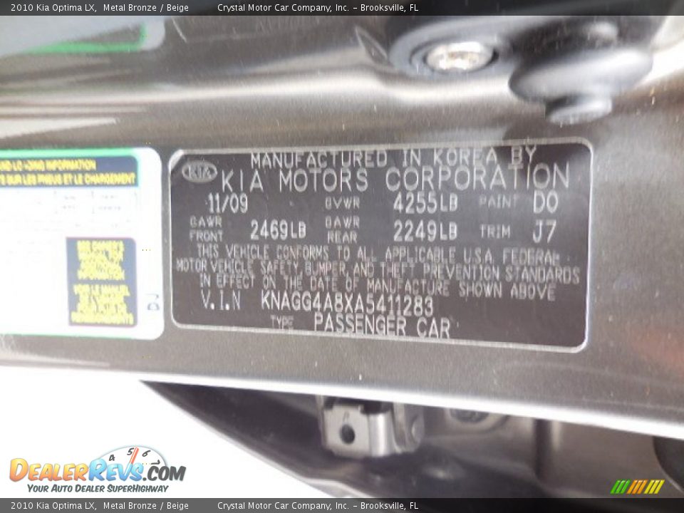 2010 Kia Optima LX Metal Bronze / Beige Photo #22