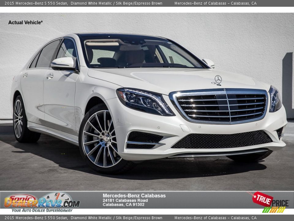 2015 Mercedes-Benz S 550 Sedan Diamond White Metallic / Silk Beige/Espresso Brown Photo #1