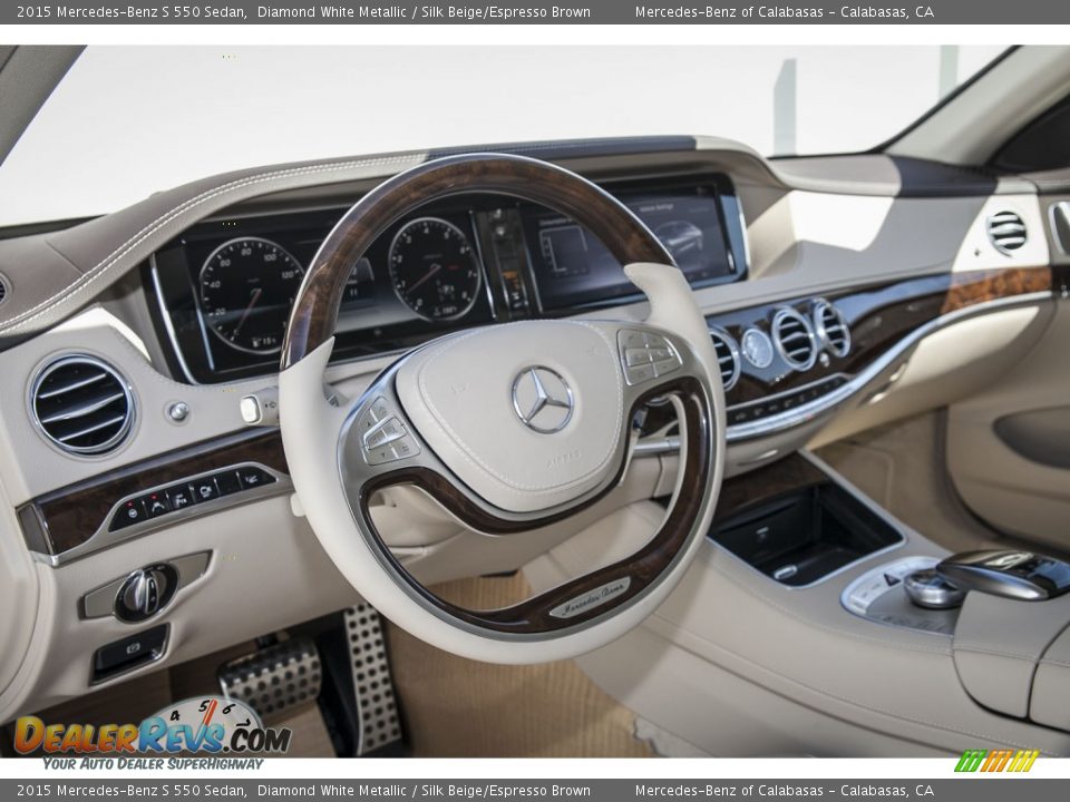2015 Mercedes-Benz S 550 Sedan Diamond White Metallic / Silk Beige/Espresso Brown Photo #5