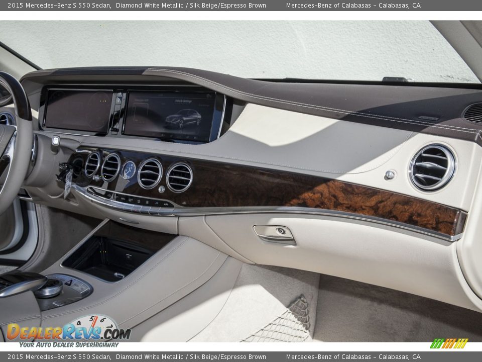 2015 Mercedes-Benz S 550 Sedan Diamond White Metallic / Silk Beige/Espresso Brown Photo #8